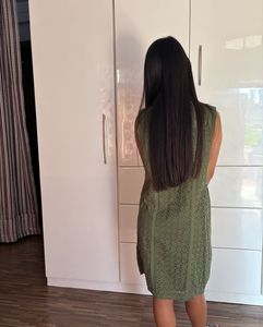 GAP Women Green Eyelet Lace Shift Dress