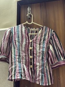 Striped Puff Sleeve top