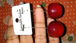 Cherry Red Edgy Beach Hanging Earrings...