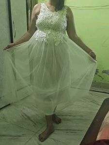 white middy dress cum gown