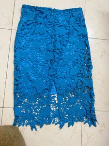 Blue Lace Pencil Skirt