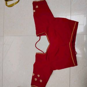 Red &amp; Gold Embroidered Saree
