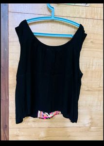 Boho Embroidered Black Top