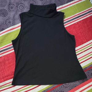 Sleek Black Mock Neck Tank Top
