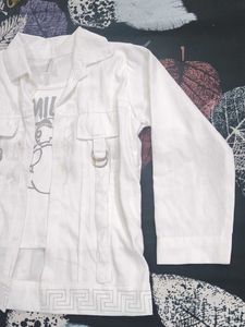 Chic White Jacket with Graphic Tee