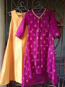 Branded Yellow Kurta With Purple Outer 💜💛💜