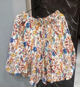 Boho Floral Bird Print Mini Flared Skirt