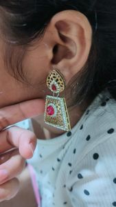 Square shape golden earrings