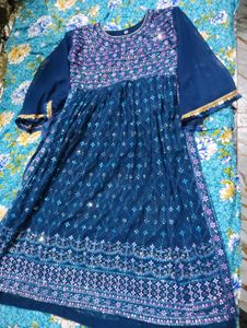 Stunning Blue Embroidered Kurta Set