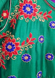 Green Embroidered Ethnic Gown