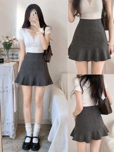 ⊹♡ Grey Plaid Flared Mini Skirt 🎀