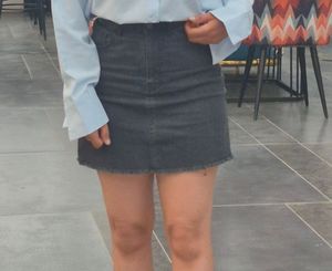 Chic Charcoal Denim Mini Skirt