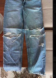 zara Ripped Blue Denim Jeans