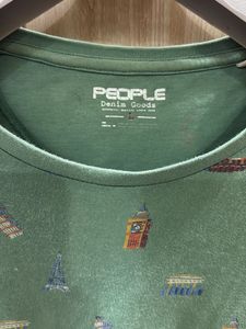 People Men's Green Printed T-Shirt