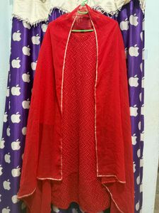 Full body embroidery Red Set with Dupatta