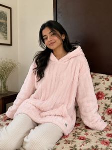 Cozy Pink Plush Hoodie