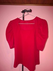 Vibrant Red Square Neck Top