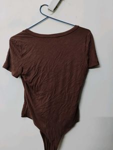 savana brown bodysuit v neck