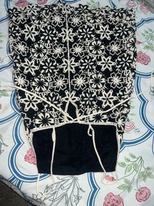 Stylish Black &amp; White Floral Dress