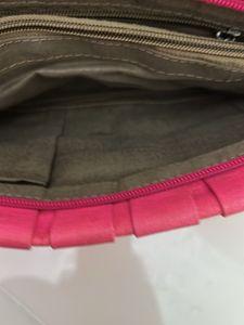 Bright Pink Woven Clutch