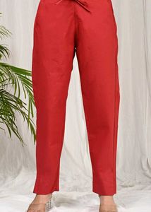 Vibrant Red Ethnic cigarette pant