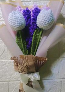 Crochet Tulip And Lavender Flower  Bouqu