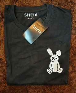 SHEIN Black Bunny Graphic T-Shirt &amp; Leopard Print