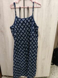 Stylish Navy Blue Printed Dress