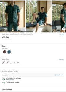 Shein Cuban Collar Checked Shirt &amp; Shorts Lounge