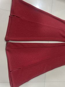 Flared Red Pants with Tie Detail