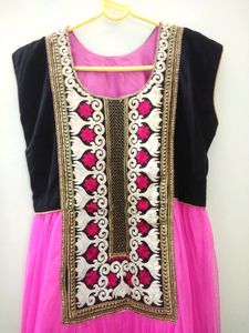 Magenta Colour Anarkali Pattern Kurti/Ethnic Gown