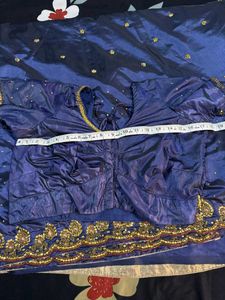 Royal Blue Embroidered Silk Saree.           some