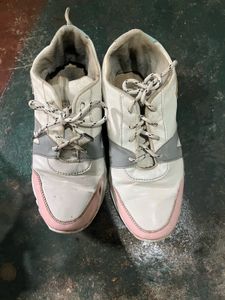 White &amp; Pink Sneakers