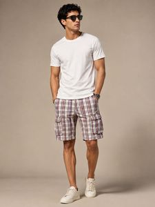 ALCOTT Men's Plaid Cargo Shorts