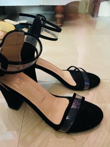 Black Strappy Block Heels