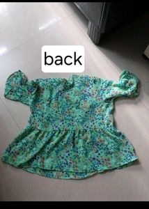 Green Floral Print Peplum Top