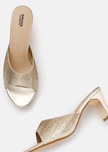 Elegant Gold Mules - Stylish Slip-On Heels