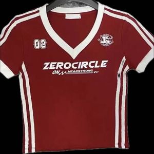 Streetwear Red V-Neck Cropped T-Shirt
