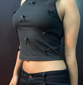 Y2k black ribbed tank top