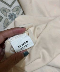 Off White Solid Tie Up Maxi Dress
