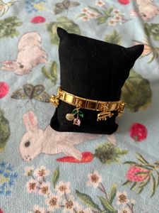 Gold Charm Bracelet with Elephant &amp; Pineapple