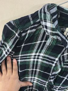 Green Plaid Button-Up Shirt
