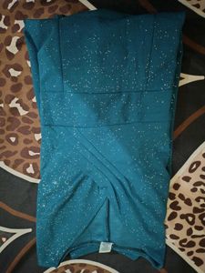 Teal Sparkle V-Neck Dress