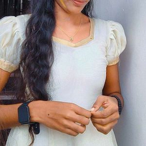 Elegant Cream Kurta with Golden Border