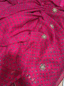 Vibrant Pink Embroidered Saree without blouse