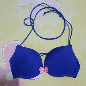 Royal blue thick padded pushup bra