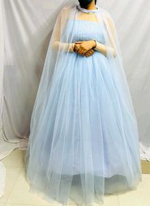 Elegant Blue Tulle Gown