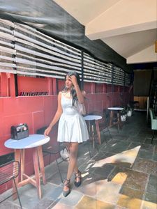 Elegant white Backless Mini Dress