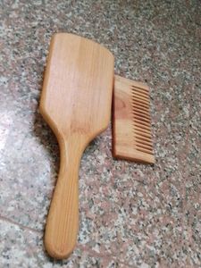 Wooden Hair Brush and Comb Set