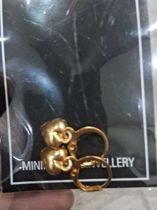 Gold Heart Dangle Earrings